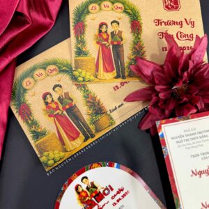 (BN-K058) Thiệp Cưới giấy Kraft cổ điển_retro