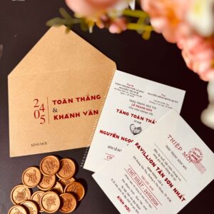 (BN-K060) Thiệp Cưới giấy Kraft cổ điển_retro