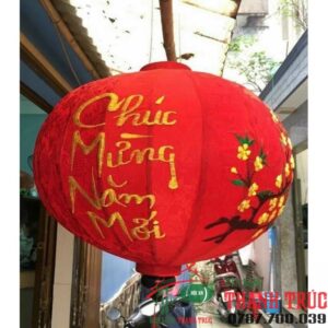 lồng đèn lụa gấm thêu chữ tết